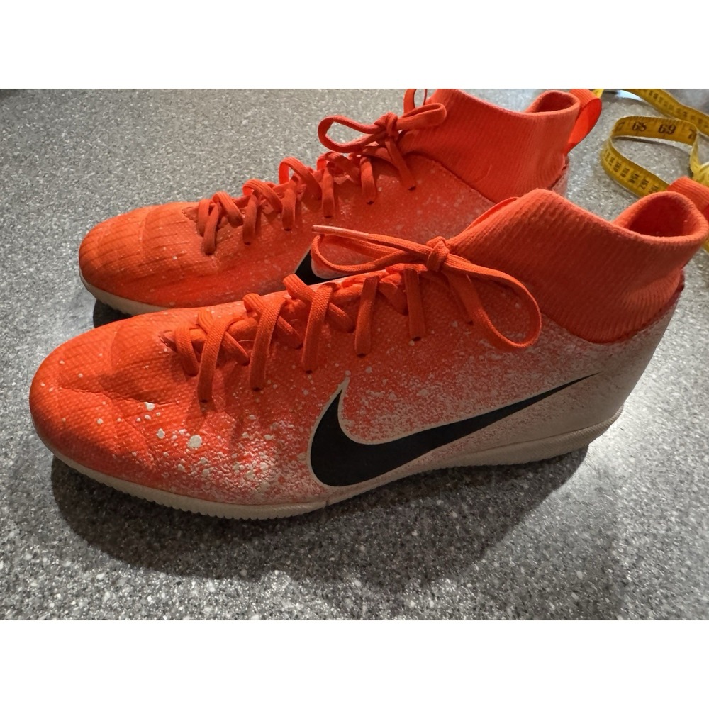 Nike Mercurial SuperflyX 6 Elite TF Turf Orange/white EUC SIZE 5Y SB23 - Picture 1 of 6